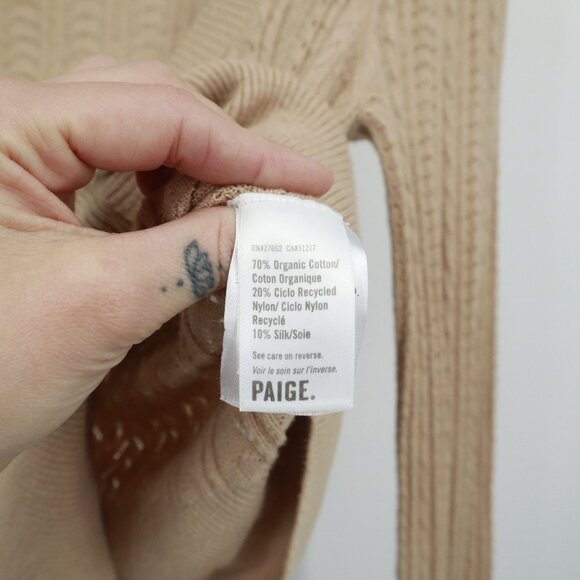 Paige Alvida Silk Cardigan Womens XS Beige Classic Dainty Boho Preppy Academia - Picture 6 of 16